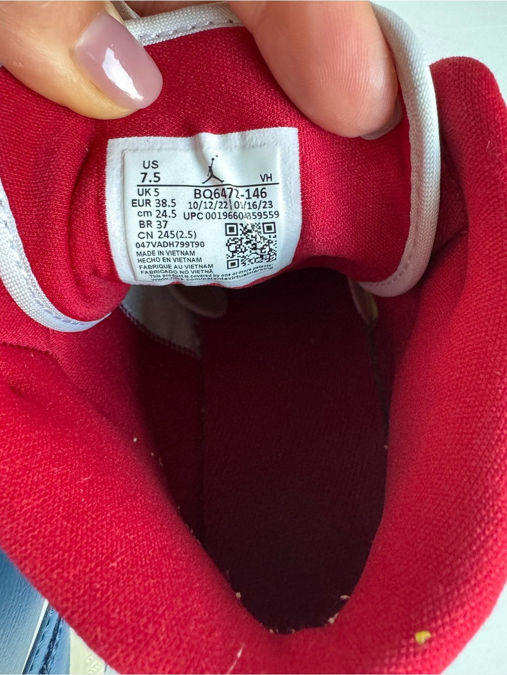 Air Jordan 1 Mid French Blue White Gym Red Women’s US 7.5 - Picture 6 of 9